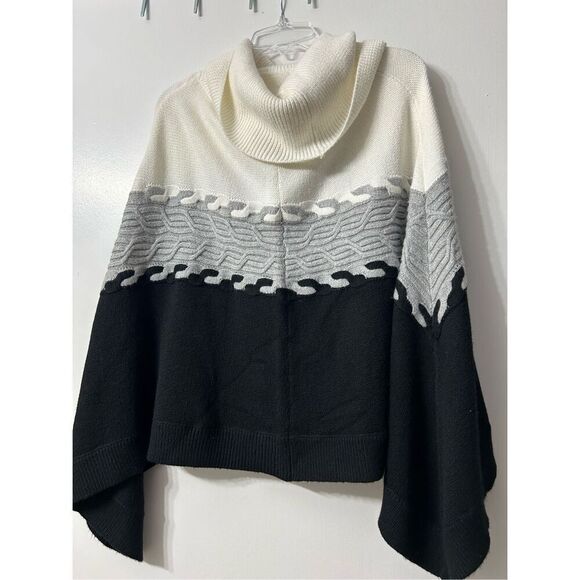 NWT Talbots Color Block Cable Knit Cowl Neck Poncho Size XL - Picture 2 of 3